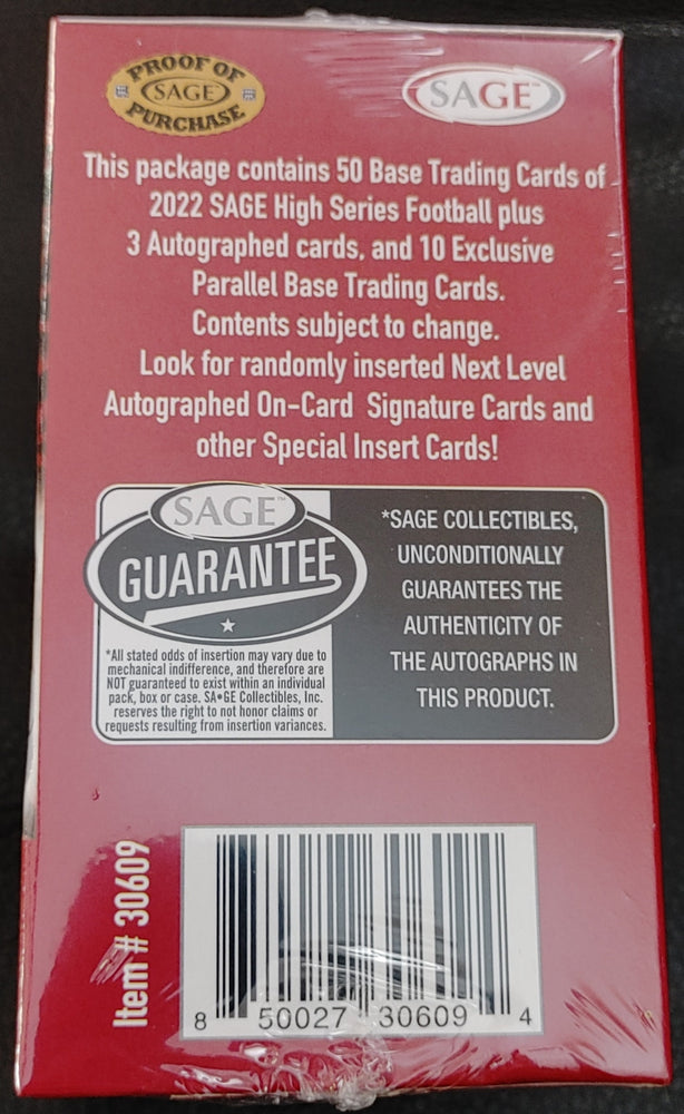 2022 Sage Hit Premier Football Blaster Box (Draft High Series) (Online Order Only)