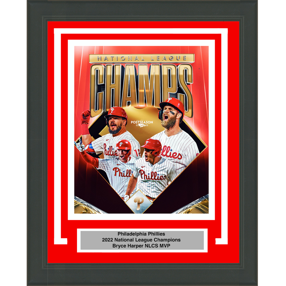 Framed Philadelphia Phillies 2022 NLCS National League Champions Bryce Harper MVP 8x10 Baseball Photo (ONLINE ORDER ONLY)