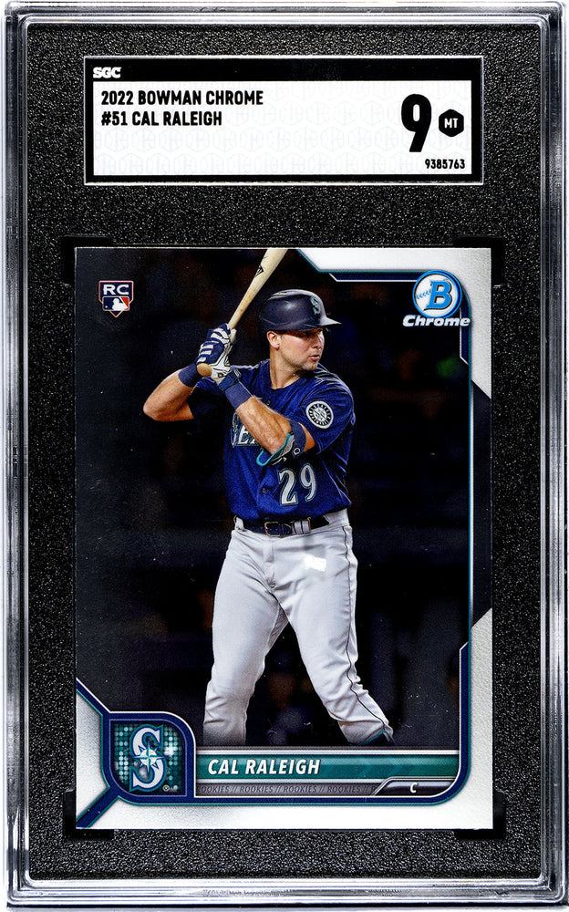 Graded 2022 Topps Bowman Chrome Cal Raleigh #51 Rookie RC Baseball Card SGC 9 Mint