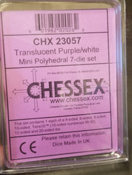 Chessex Translucent Purple w/ White Mini Polyhedral 7-die Set CHX 23057 OOP (Online Only)