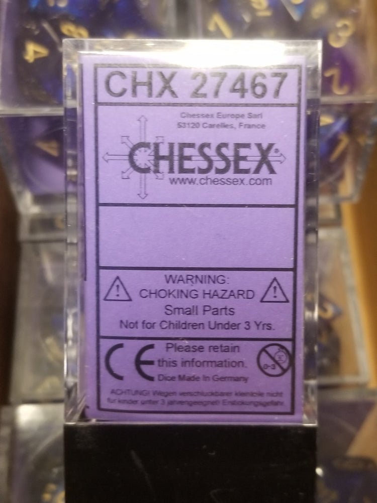 CHX 27467 7-Die Borealis Royal Purple w/ Gold Numbers Set 7-Dice Chessex (Online Only)
