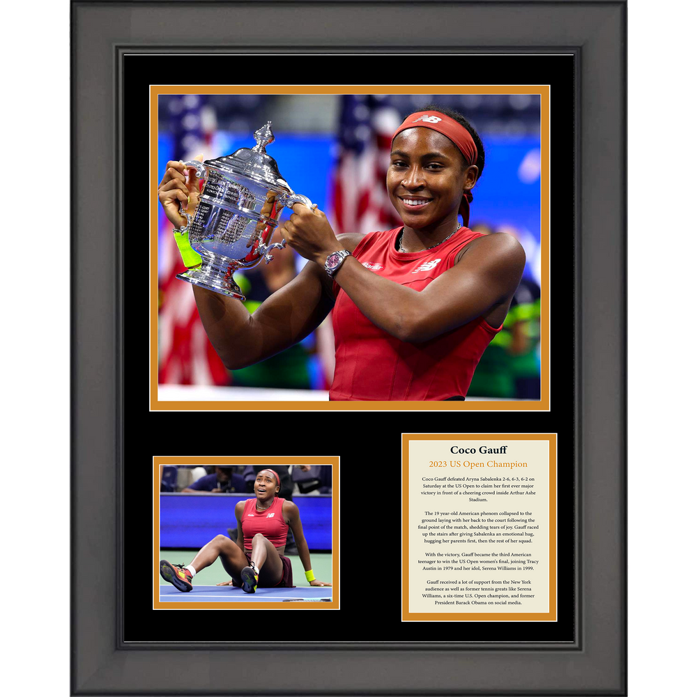 Framed Coco Gauff 2023 US Open Champion Tennis 11"x14" Three Photo Collage (ONLINE ORDER ONLY)