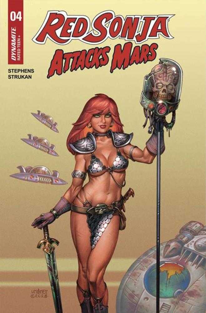 Red Sonja Attacks Mars #4 (Of 4) Cover A Joseph Micheal Linsner Polybagged Trading Card (ONLINE ORDER ONLY)
