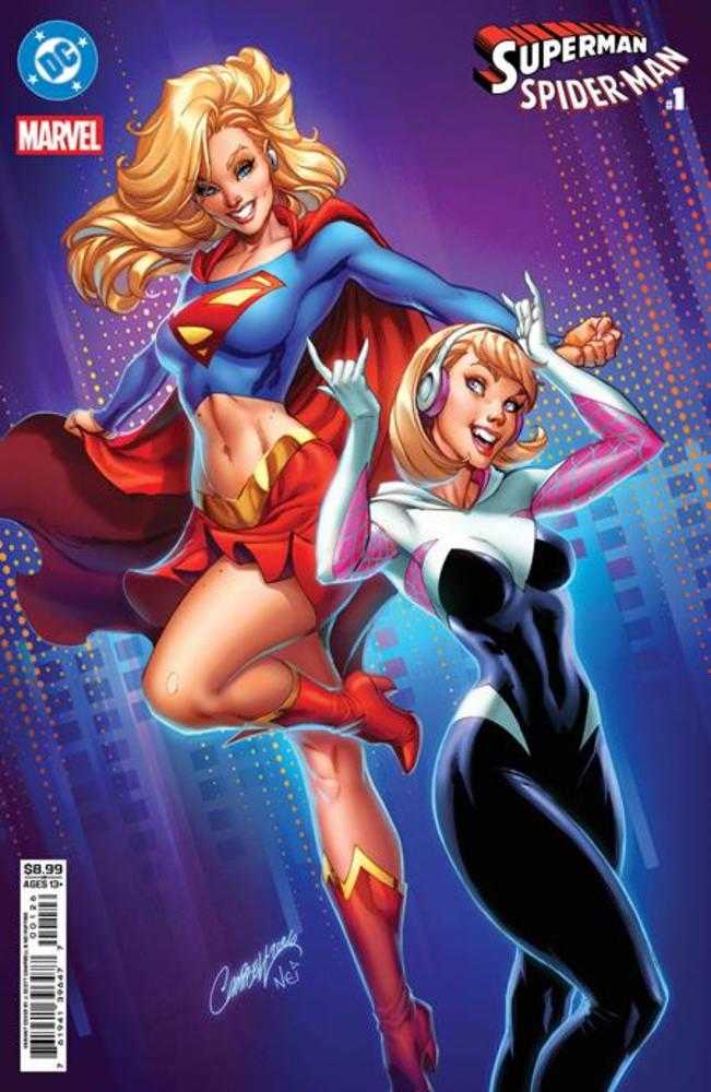 DC Marvel Superman Spider-Man #1 (One Shot) Cover N J Scott Campbell Supergirl & Spider Gwen Card Stock Variant (ONLINE ORDER ONLY)