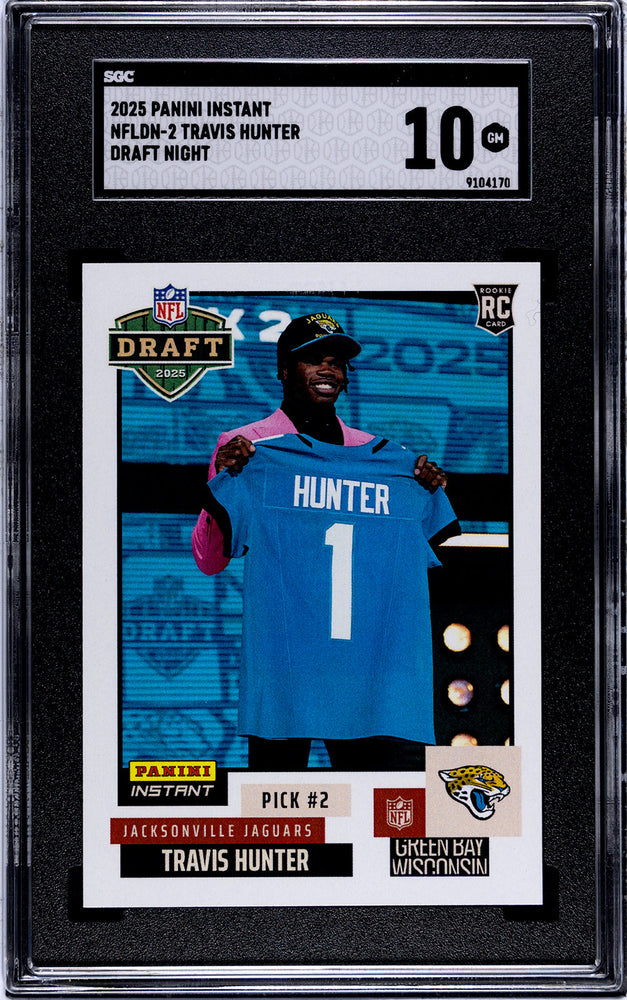 Graded 2025 Panini Instant Travis Hunter #NFLDN2 NFL Draft Night Rookie RC Football Card SGC 10 Gem Mint
