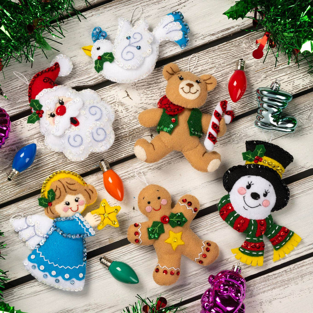 Bucilla Holiday Favorites Felt Ornament Kit – Set of 6 Classic Christmas Ornaments (ONLINE ORDER ONLY)