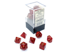 Glitter Mini-Polyhedral Ruby Red/gold 7-Die Set (Mini Poly Release 1) (Online Only)