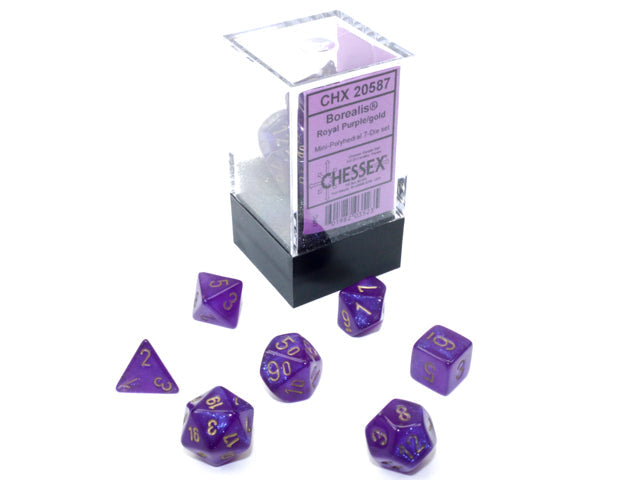 Borealis® Mini-Polyhedral Royal Purple/gold Luminary™ 7-Die Set (Mini Poly Release 1) (Online Only)