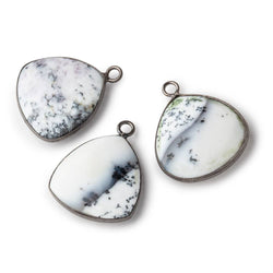 20mm Black Gold Bezel Dendritic Opal Plain Triangle Pendant 1 piece (ONLINE ORDER ONLY)