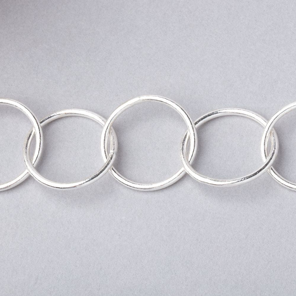 20mm Silver plated Plain Round Link Chain by the foot (ONLINE ORDER ONLY)