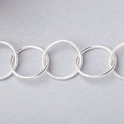 20mm Silver plated Plain Round Link Chain by the foot (ONLINE ORDER ONLY)