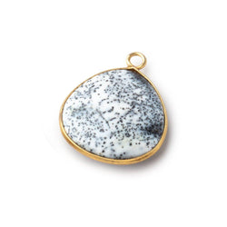 20mm Vermeil Bezel Dendritic Opal Plain Heart Pendant 1 piece