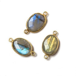 20x10mm Vermeil Bezeled Labradorite faceted oval Connector 1 piece (ONLINE ORDER ONLY)