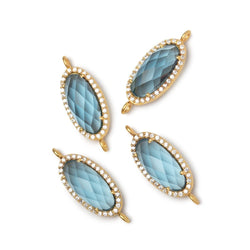 20x10mm Vermeil CZ Bezel London Blue Hydro Quartz Oval Connector 1 Focal (ONLINE ORDER ONLY)