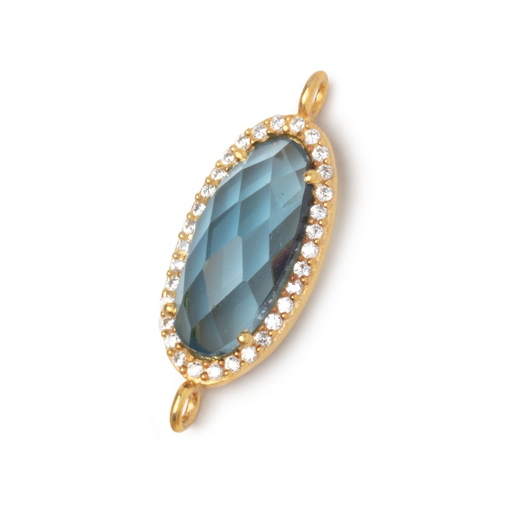 20x10mm Vermeil CZ Bezel London Blue Hydro Quartz Oval Connector 1 Focal (ONLINE ORDER ONLY)