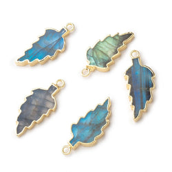20x11mm Gold Leafed Labradorite Feather Focal Pendant 1 piece (ONLINE ORDER ONLY)