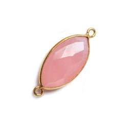 20x11mm Vermeil Bezel Petal Pink Chalcedony Marquise Connector 1 piece (ONLINE ORDER ONLY)
