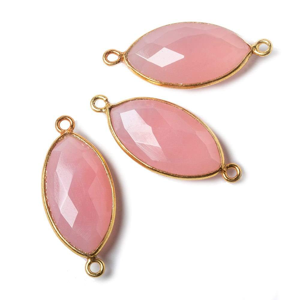 20x11mm Vermeil Bezel Petal Pink Chalcedony Marquise Connector 1 piece (ONLINE ORDER ONLY)
