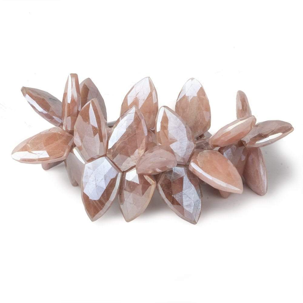 20x12-22x12mm Mystic Dark Peach Moonstone Faceted Shields 8 inch 21 beads (ONLINE ORDER ONLY)