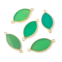 20x12mm Vermeil Bezel Green Onyx plain marquise Connector 1 piece (ONLINE ORDER ONLY)