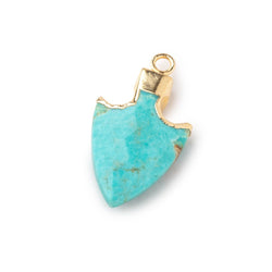 20x13mm Gold Leafed Turquoise Faceted Arrowhead Focal Pendant 1 piece (ONLINE ORDER ONLY)