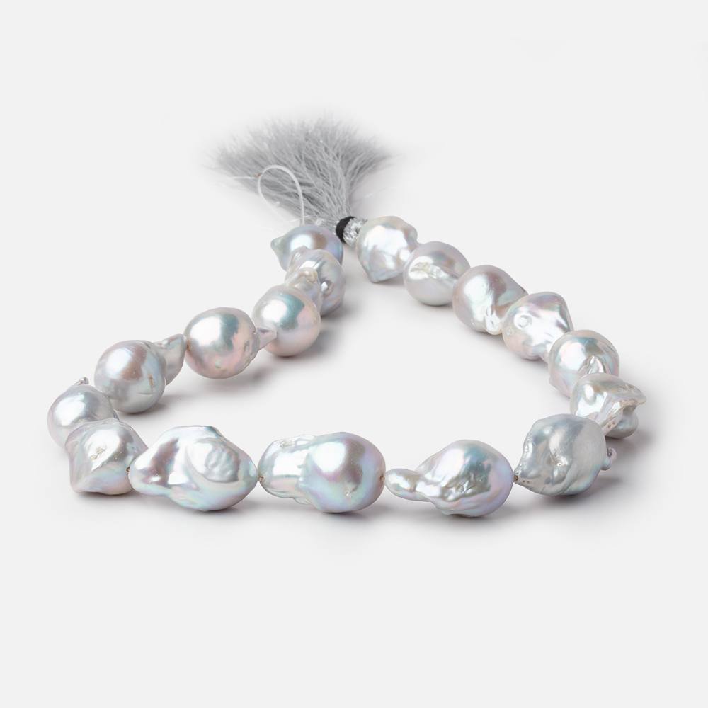 20x15-27x14mm Silver Ultra Baroque Freshwater Pearls 16 inch 17 pieces AA (ONLINE ORDER ONLY)