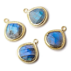 20x17mm Vermeil Rope Bezel Labradorite Faceted Heart Pendant 1 piece