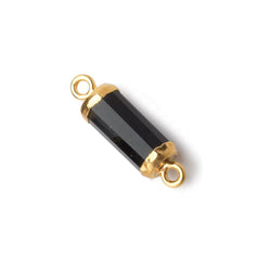 20x5mm Gold Leafed Black Spinel faceted barrel tube Connector 1 piece (ONLINE ORDER ONLY)