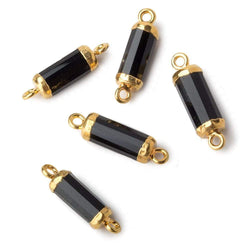 20x5mm Gold Leafed Black Spinel faceted barrel tube Connector 1 piece (ONLINE ORDER ONLY)