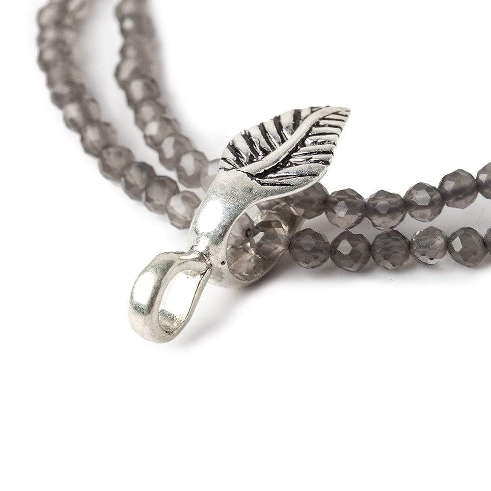 20x6.5mm Antiqued Sterling Silver Leaf Pinch Bail 1 piece (ONLINE ORDER ONLY)