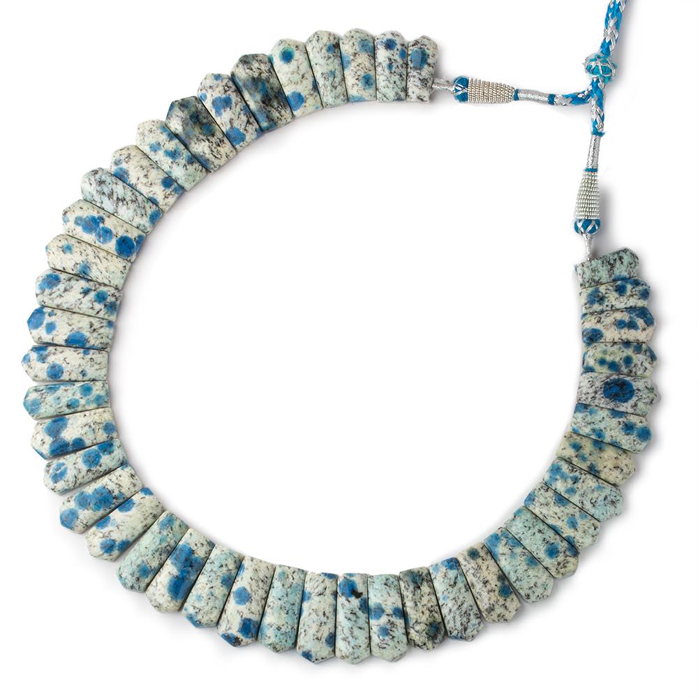 20x9-27x11mm K2 Azurite Granite "K2 Jasper" double drilled plain fancy shape collar 43 beads (ONLINE ORDER ONLY)