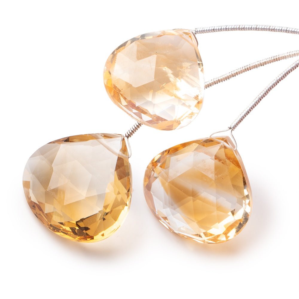 21-23mm Citrine Faceted Heart Focal Beads Set of 3 pieces (ONLINE ORDER ONLY)