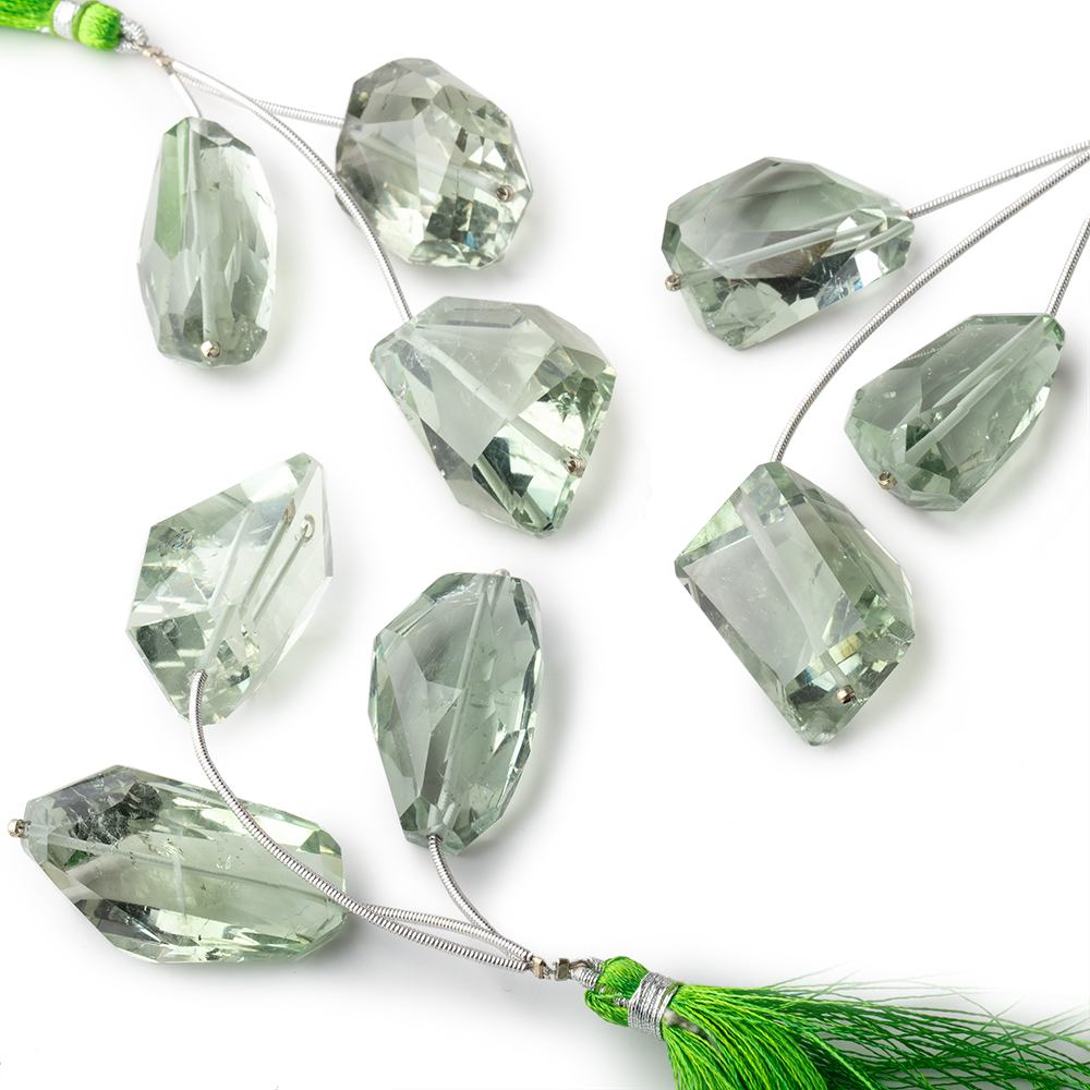 21-29mm Prasiolite Faceted Nugget Focal Beads Set of 3 pieces (ONLINE ORDER ONLY)