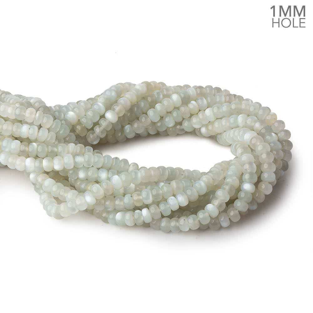 6mm Light Grey Moonstone plain rondelle beads 16 inch 104 pieces 1mm hole AA (ONLINE ORDER ONLY)