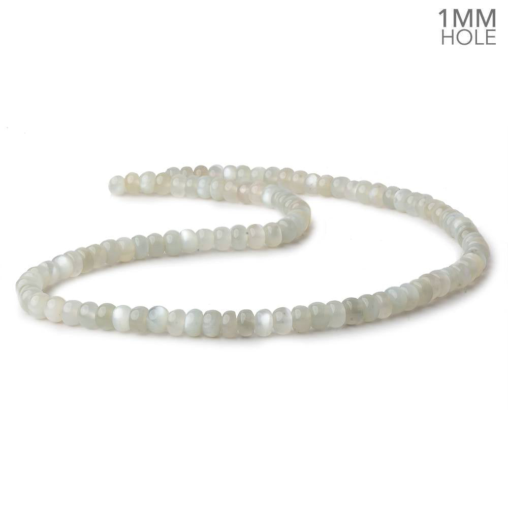 6mm Light Grey Moonstone plain rondelle beads 16 inch 104 pieces 1mm hole AA (ONLINE ORDER ONLY)