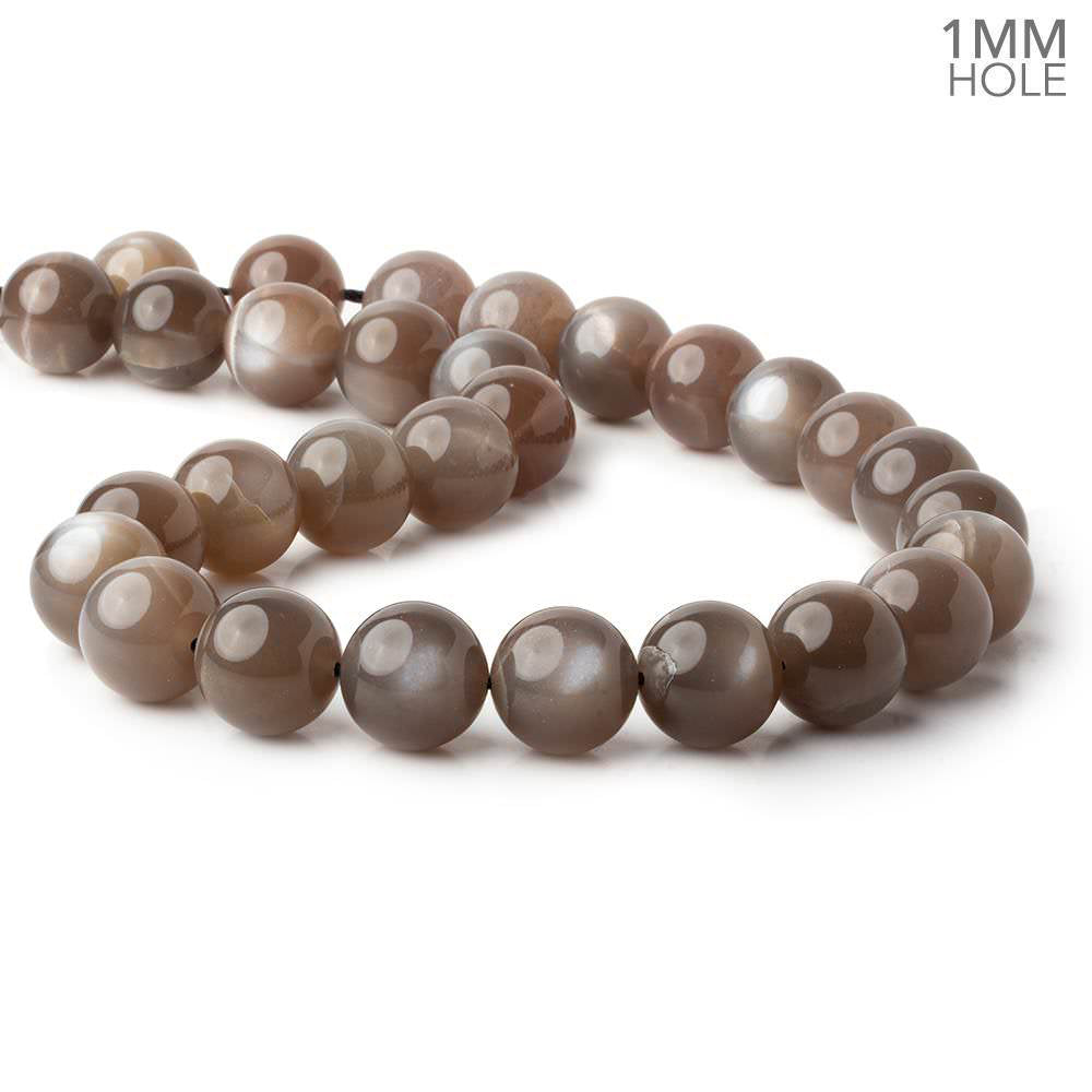 14mm Chocolate Brown Moonstone plain round beads 16 inch 29 pieces 1mm hole AAA (ONLINE ORDER ONLY)