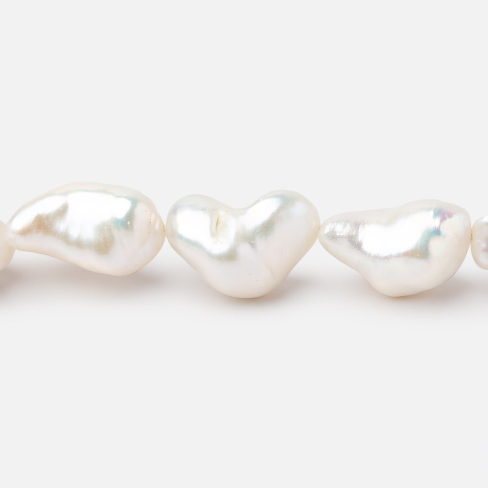 11x7-17x10mm White Straight Drilled Keshi Freshwater Pearls 16 inch 25 pieces (ONLINE ORDER ONLY)