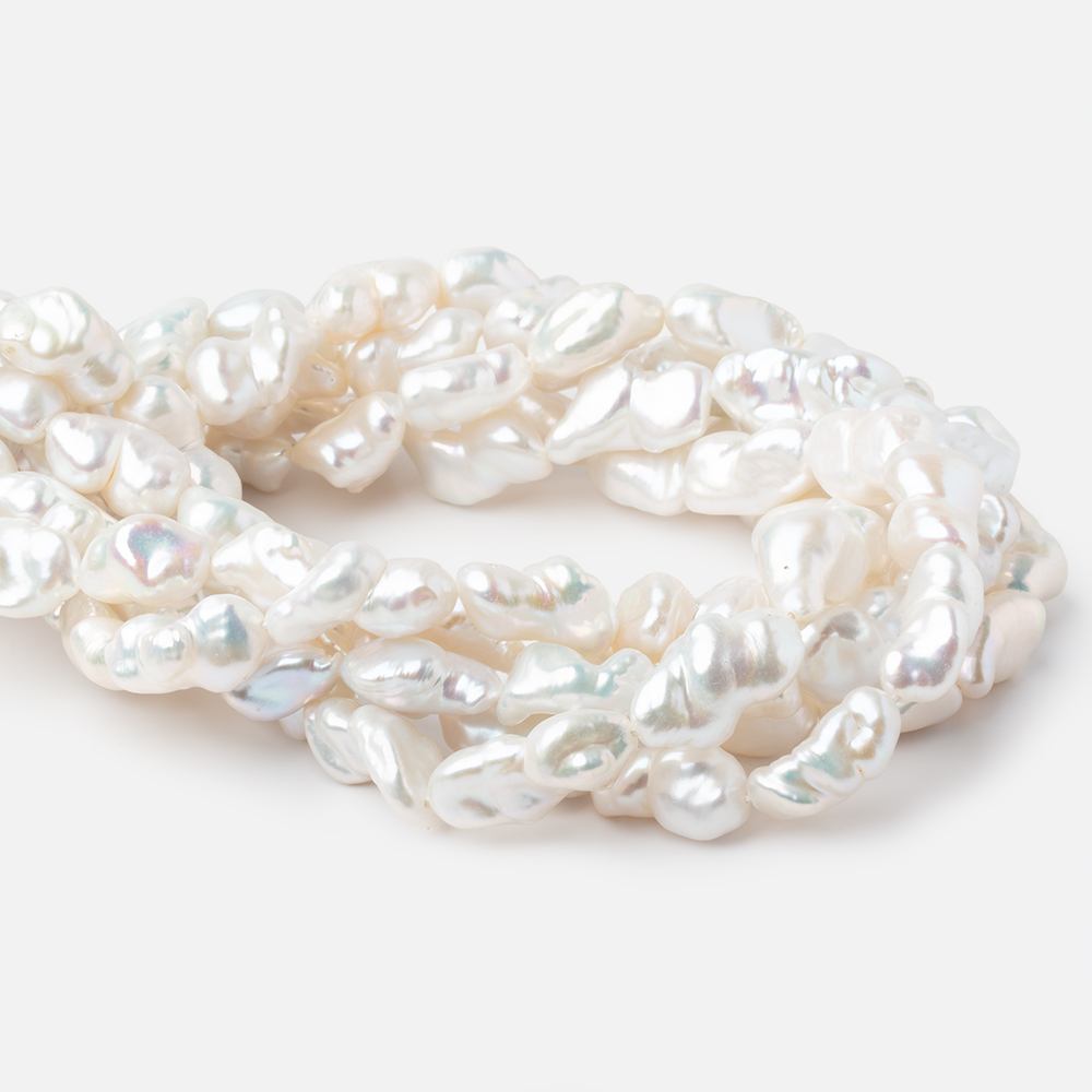 11x7-17x10mm White Straight Drilled Keshi Freshwater Pearls 16 inch 25 pieces (ONLINE ORDER ONLY)