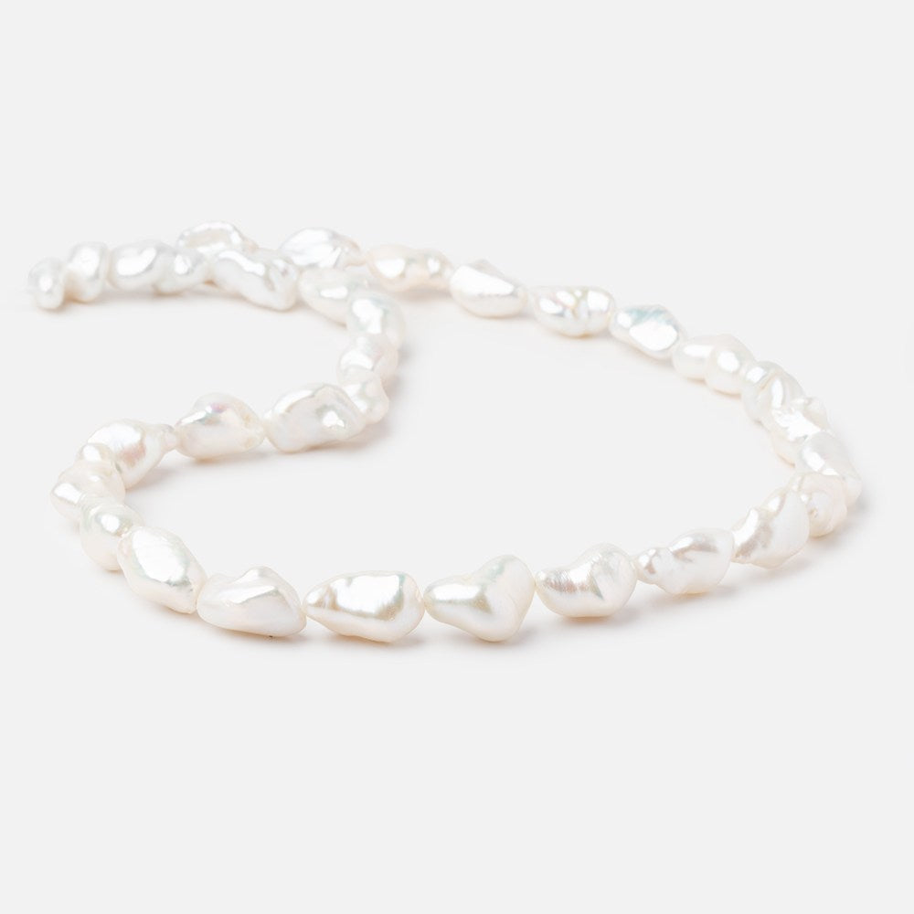 11x7-17x10mm White Straight Drilled Keshi Freshwater Pearls 16 inch 25 pieces (ONLINE ORDER ONLY)