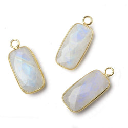 21.5x11.5mm Vermeil Bezel Rainbow Moonstone faceted bar pendant 1 piece (ONLINE ORDER ONLY)