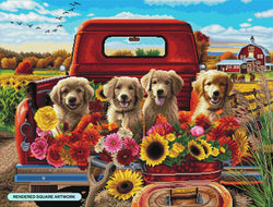Diamond Art Club – Puppies and Flowers Diamond Painting (Square Drill, 36.2" x 27.6") (ONLINE ORDER ONLY)