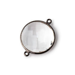 21mm Black Gold Bezeled Crystal Quartz Coin Connector 1 piece