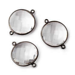 21mm Black Gold Bezeled Crystal Quartz Coin Connector 1 piece