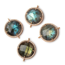 21mm Rose Gold CZ Bezel Labradorite Coin Connector 1 Focal (ONLINE ORDER ONLY)