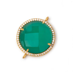 21mm Vermeil CZ Bezel Green Onyx Coin Connector 1 Focal Bead (ONLINE ORDER ONLY)