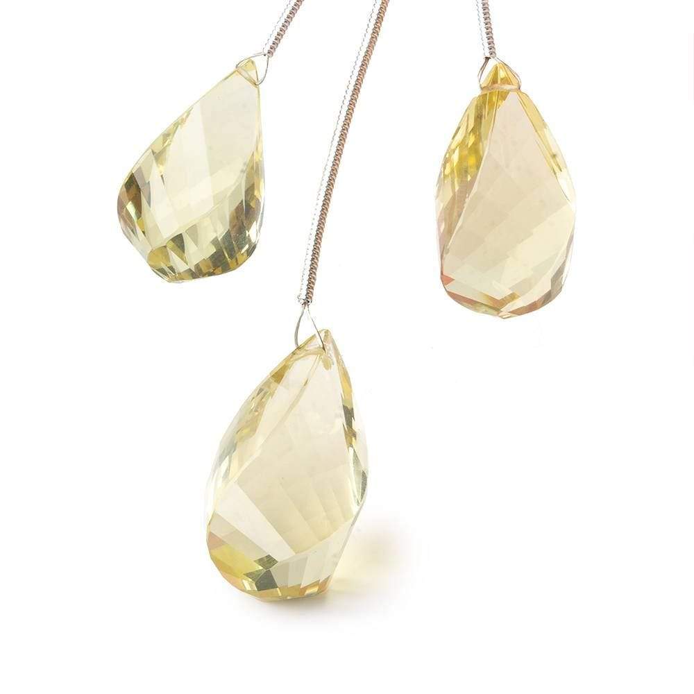 21x10-25x12mm Lemon Quartz Faceted Twist Focal Beads Set of 3 AA (ONLINE ORDER ONLY)