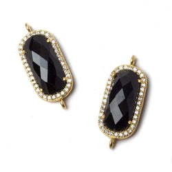 21x10.5mm Vermeil Bezeled CZ & Black Chalcedony Oval Connector 1 pc (ONLINE ORDER ONLY)