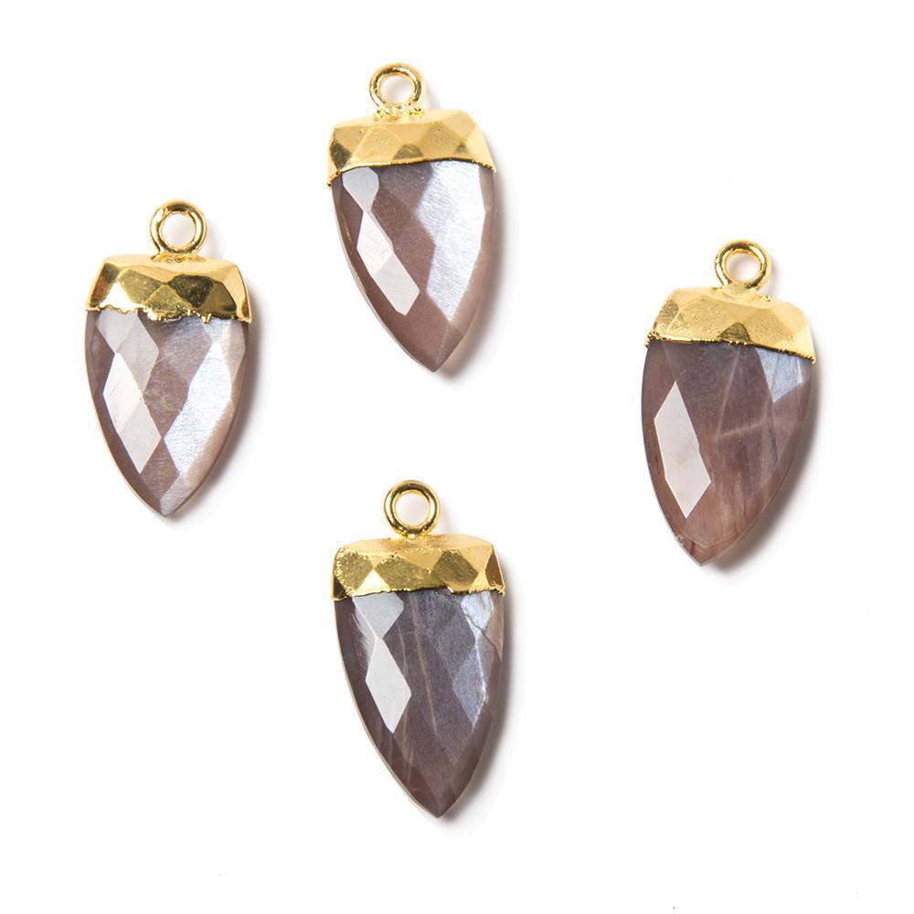 21x10mm Gold Leafed Chocolate Brown Moonstone Point Pendant 1 piece (ONLINE ORDER ONLY)