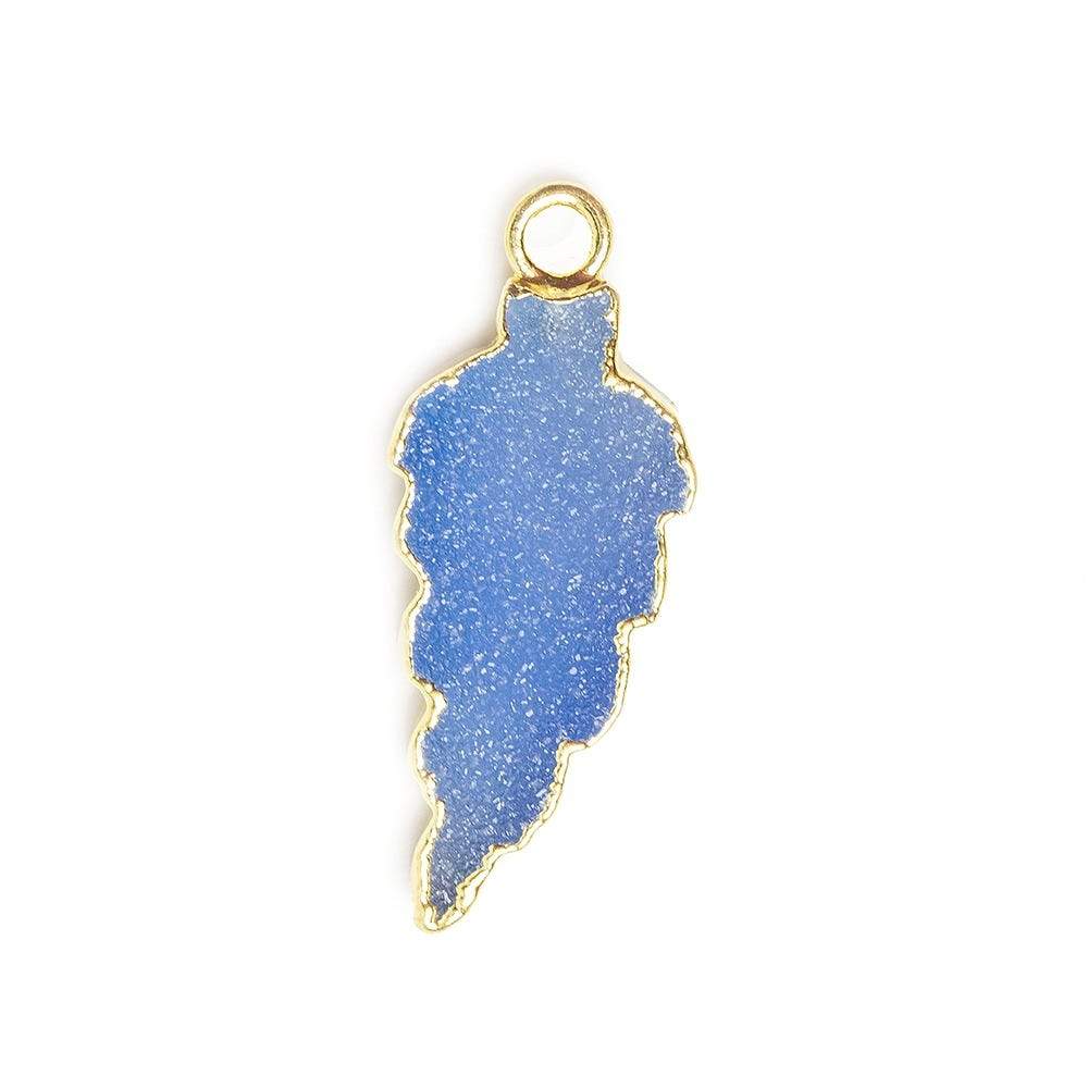 21x10mm Gold Leafed Santorini Blue Drusy Feather Pendant 1 piece (ONLINE ORDER ONLY)