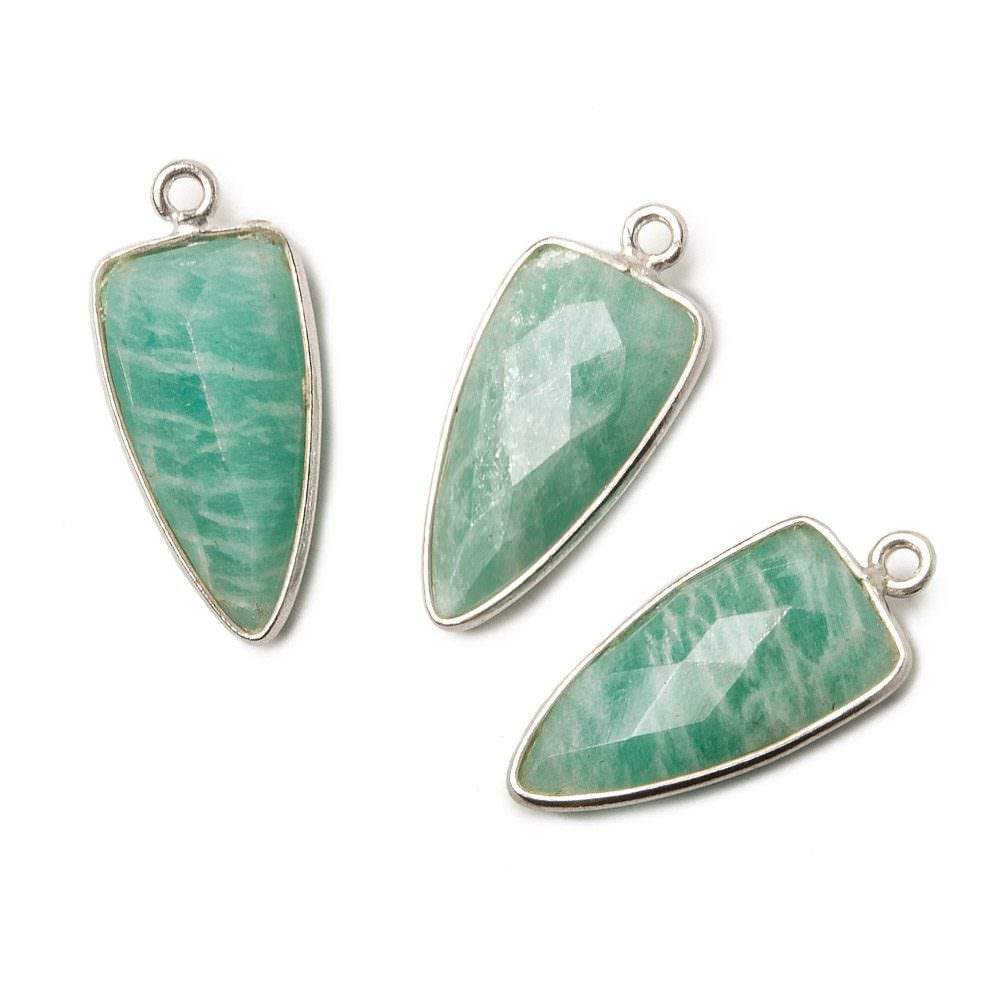 21x10mm Silver .925 Bezel Amazonite Point Pendant 1 piece (ONLINE ORDER ONLY)